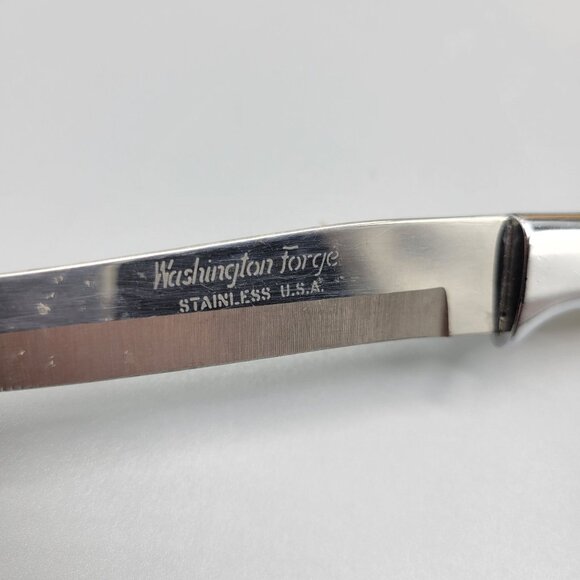 Vtg MCM Washington Forge Steak Knife Set Bakelite Yellow Handles Original Box - Picture 2 of 14